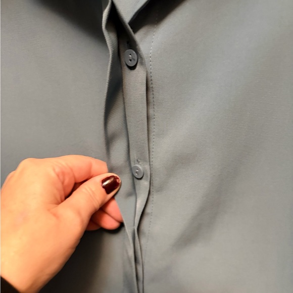 H&M Oversized Pigeon Blue Button-Down Shirt - Picture 4 of 7